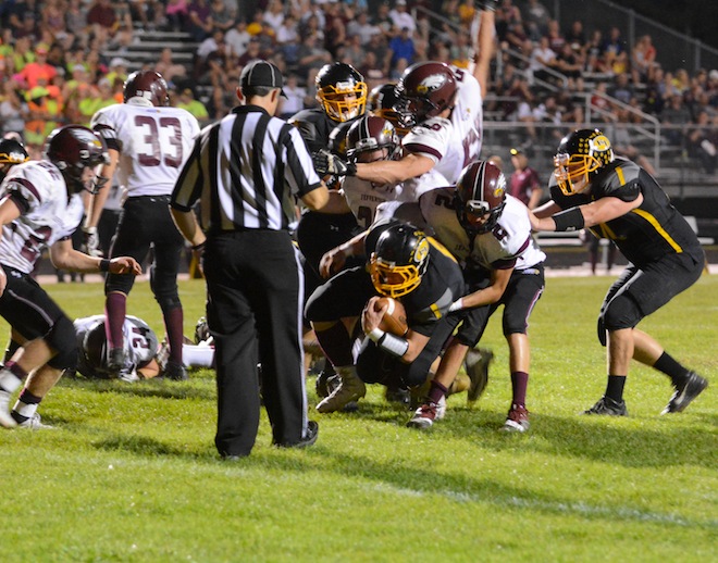 Eagles fly by Trojans
